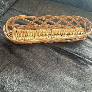 EUC~Long Light Brown Detailed Long Woven Bread Basket